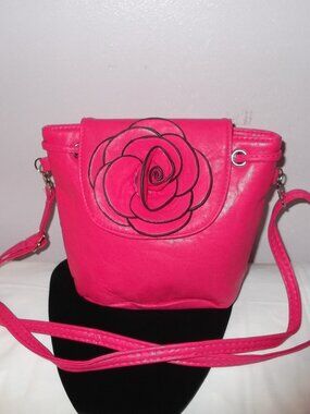 J Francis  Fuchsia Faux Leather Crossbody Bag